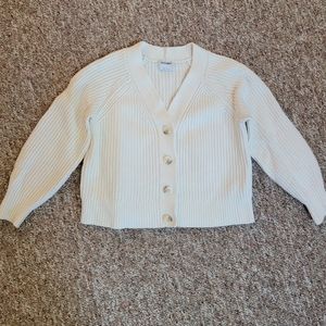 Old Navy White Puff Sleeve Button Up Cardigan Size Medium